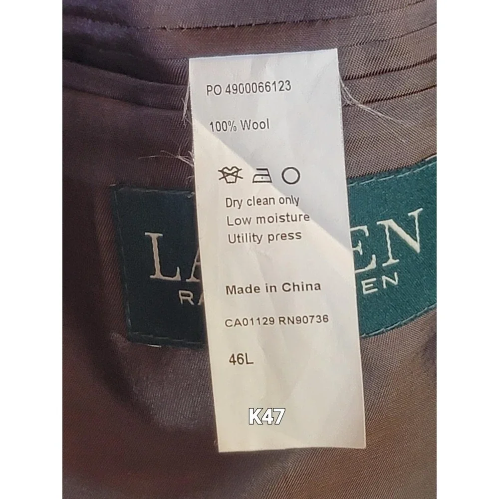 Vintage Lauren Ralph Lauren Windowpane Check Blazer‎ Wool Dark Academia Size 46L